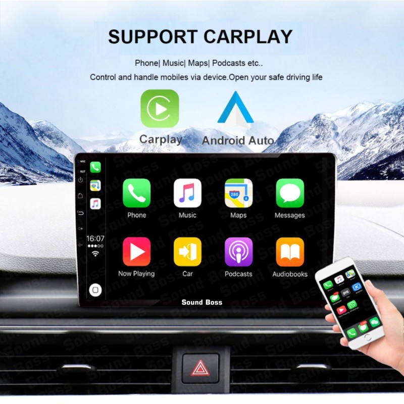 Sound Boss Androidify 3rd Generation Bass-Blaster 9" Inch Q-LED Car-Play (2GB/32GB) with AHD Camera Android Car Stereo