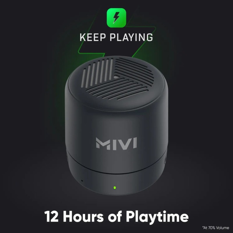 Mivi Portable Bluetooth Speaker BS5PL-BK 12HRS Playback IPX4 Black