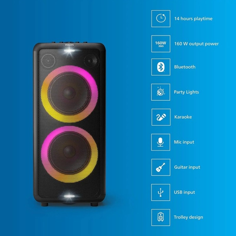 PHILIPS Party Speaker TAX5206/94 160 W Bluetooth Black
