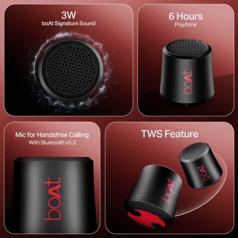 boAt Stone Uno Speaker 3 W Bluetooth Mono Channel Raging Black