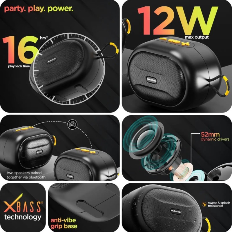 Dubstep Pop 1210 Wireless Speaker 12W Output 16H Playtime Black