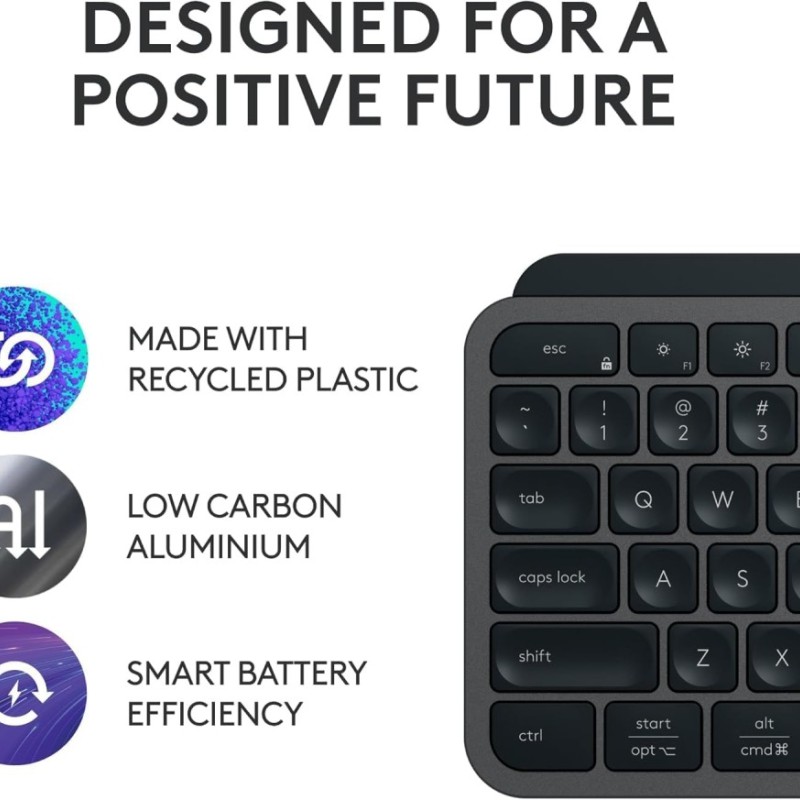 Logitech Wireless Keyboard MX Keys S Low Profile Rechargeable Bluetooth Graphite