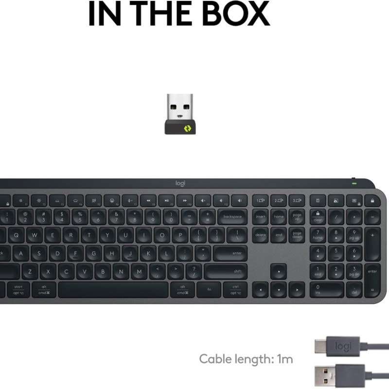 Logitech Wireless Keyboard MX Keys S Low Profile Rechargeable Bluetooth Graphite