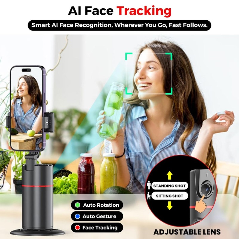 WeCool Auto Face Tracking Tripod G3-AFT 360° Rotation Mobile Holder Black