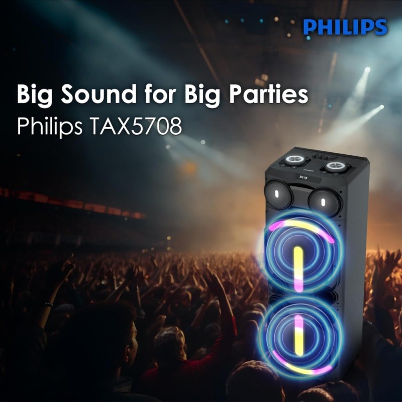 PHILIPS Audio Speaker TAX5708 400W Bluetooth, Dynamic Bass, Black