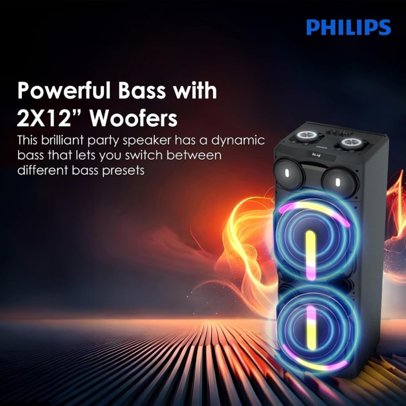 PHILIPS Audio Speaker TAX5708 400W Bluetooth, Dynamic Bass, Black