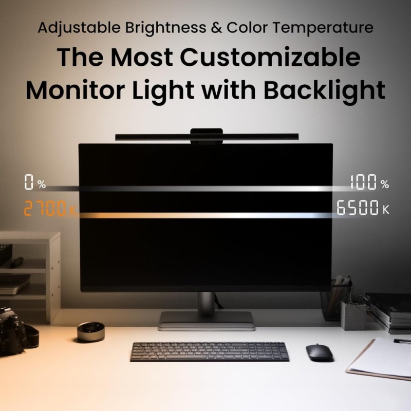 BenQ ScreenBar Halo 2 LED Monitor Light Adjustable Brightness Black
