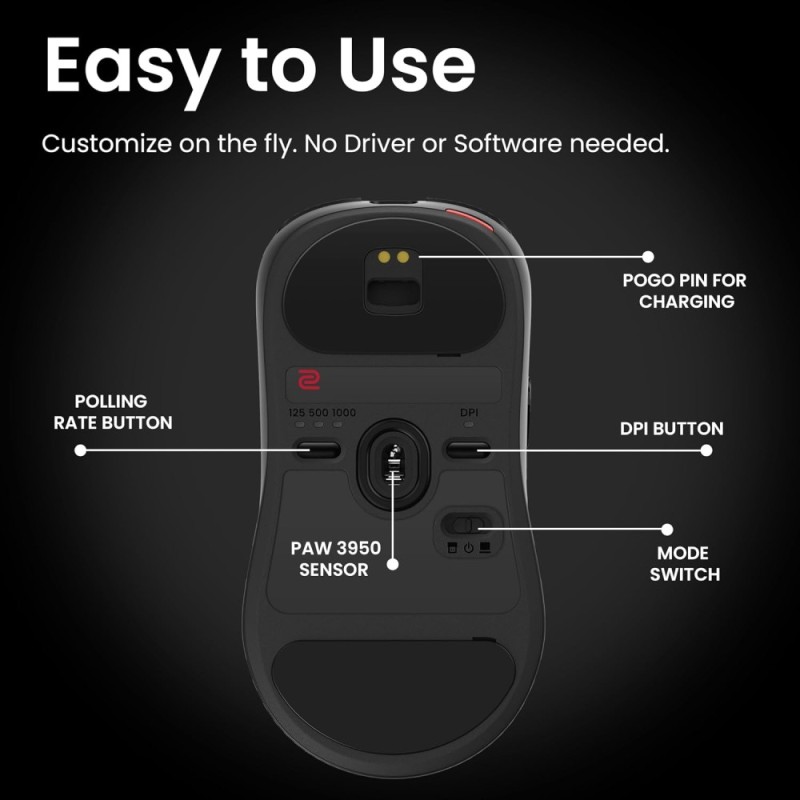 BenQ Zowie FK2-DW Wireless Gaming Mouse 4000Hz Polling Rate Black