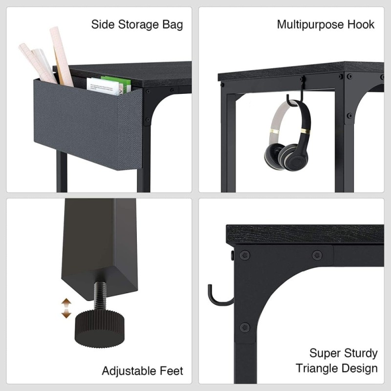 TARKAN Computer Desk SD_TK_DESK_47SOCKET_BLACK Black 2 USB Ports