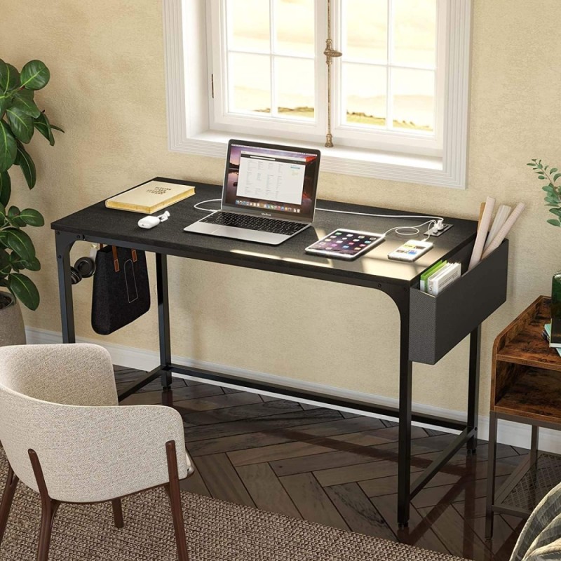 TARKAN Computer Desk SD_TK_DESK_47SOCKET_BLACK Black 2 USB Ports