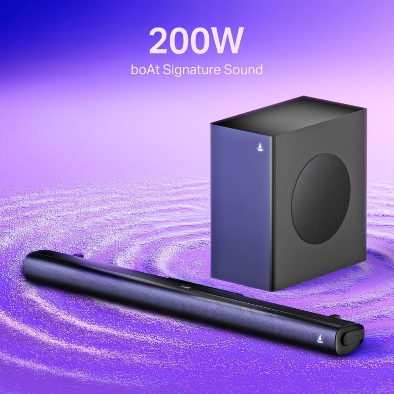 boAt Aavante 2.1 Soundbar 200W RMS, EQ Modes, Bluetooth v5.4, Blackk