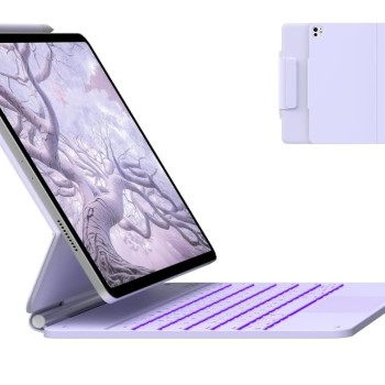 typecase Edge Keyboard for iPad Air 13 & Pro 12.9 Precision Trackpad, 11-Color Backlit, Light Purple'26