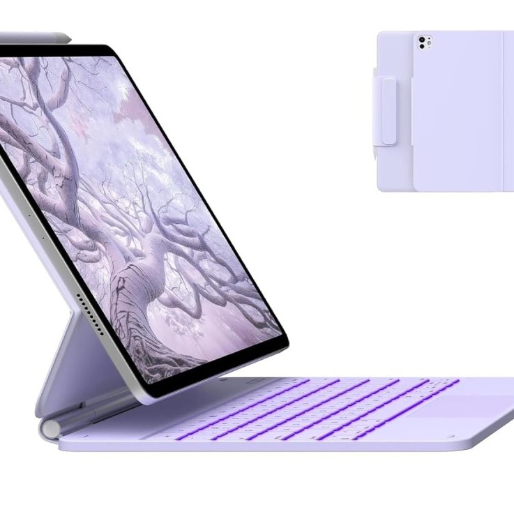 typecase Edge Keyboard for iPad Air 13 & Pro 12.9 Precision Trackpad, 11-Color Backlit, Light Purple'26