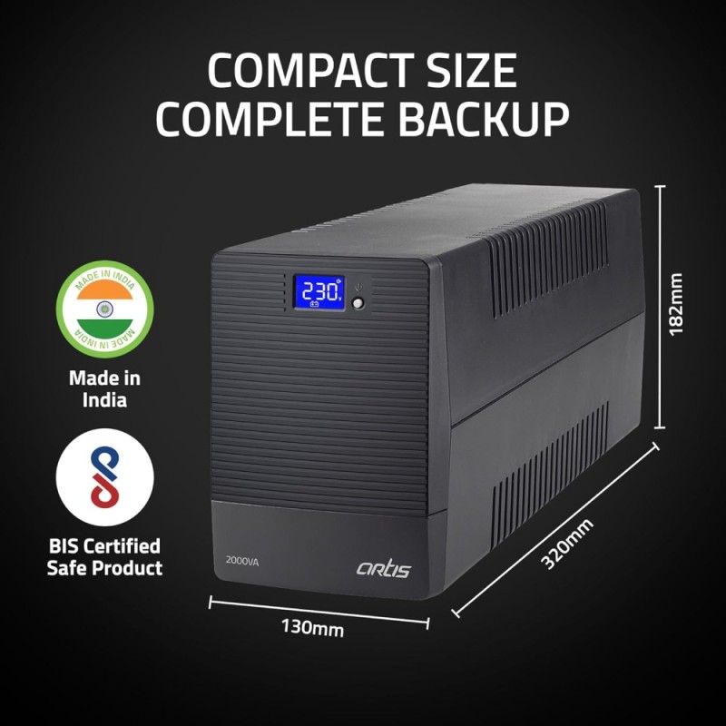 Artis UPS AR-2000VA LCD 2000VA 1200W Compact Black