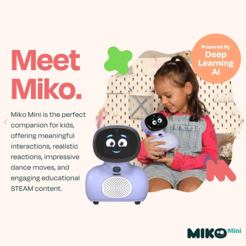Miko My Companion Miko Mini_Purple | AI Learning Robot | Safe for Kids | STEAM Content