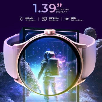 beatXP Flare Pro 1.39 HD Display Bluetooth Calling Smart Watch, 100+ Sports Modes, Heart Rate Monitoring, SpO2, AI Voice Assistant, IP68 - Champagne Gold