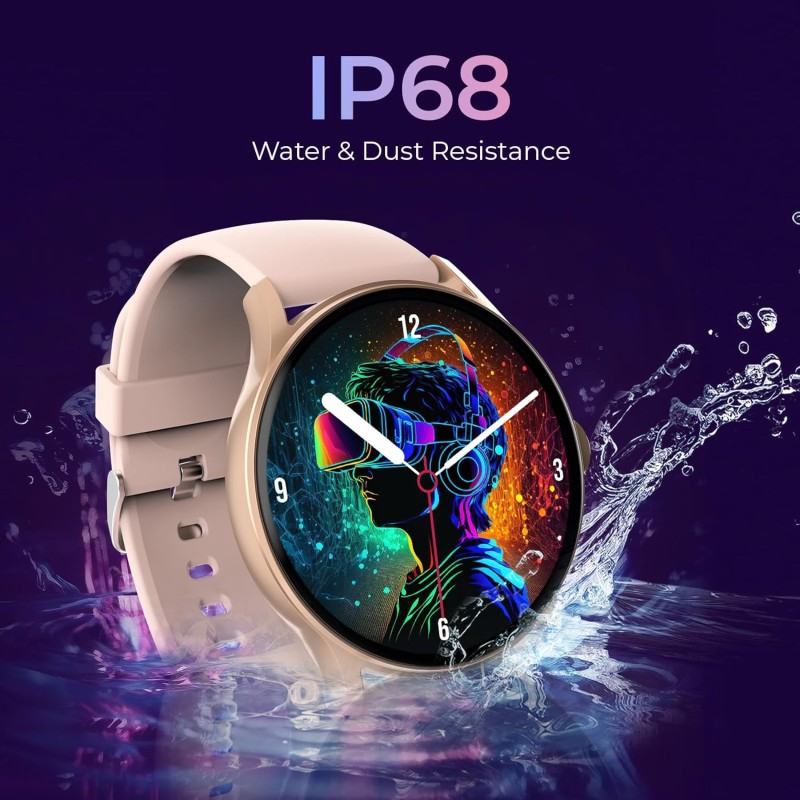 beatXP Flare Pro 1.39 HD Display Bluetooth Calling Smart Watch, 100+ Sports Modes, Heart Rate Monitoring, SpO2, AI Voice Assistant, IP68 - Champagne Gold