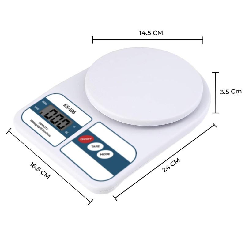 beatXP Kitchen Scale Multipurpose Portable Electronic Digital Weighing Scale | Weight Machine With Back Light LCD Display | White