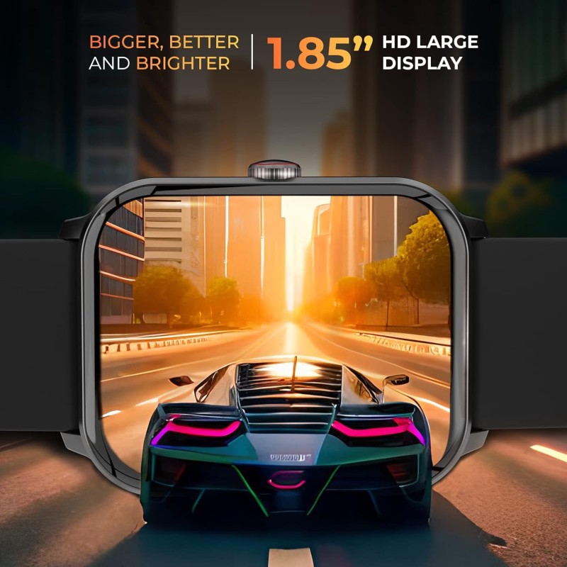 beatXP Marv Neo Smart Watch with 1.85” Ultra HD Display, Bluetooth Calling, 240*280px, AI Voice Assistant, 100+ Sports Modes, Heart Rate Monitoring, SpO2, IP68, Fast Charging, 100+ Watch Faces (Black)