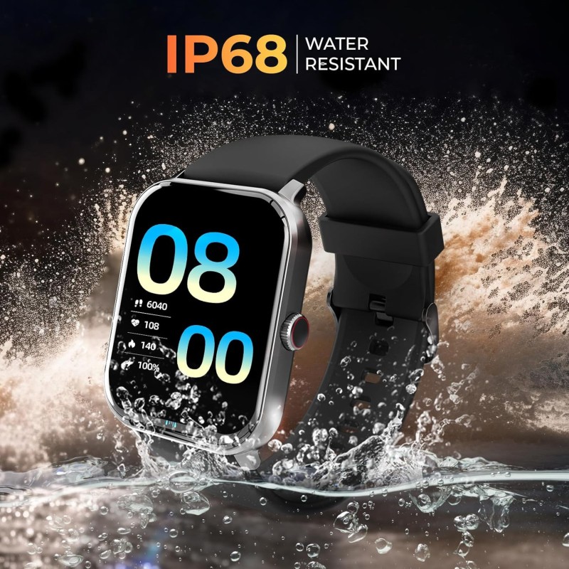 beatXP Marv Neo Smart Watch with 1.85” Ultra HD Display, Bluetooth Calling, 240*280px, AI Voice Assistant, 100+ Sports Modes, Heart Rate Monitoring, SpO2, IP68, Fast Charging, 100+ Watch Faces (Black)