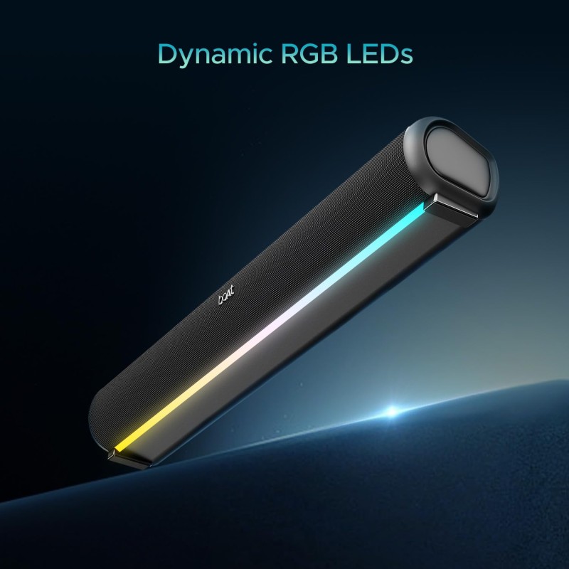 boAt Aavante Bar 950 Bluetooth Soundbar w/ 40W Signature Sound,RGB,Dual Passive Radiators, Up to 7 hrs Playback, Free Music Streaming on JioSaavn, Bluetooth Sound Bar, Soundbar Speaker (Premium Black)