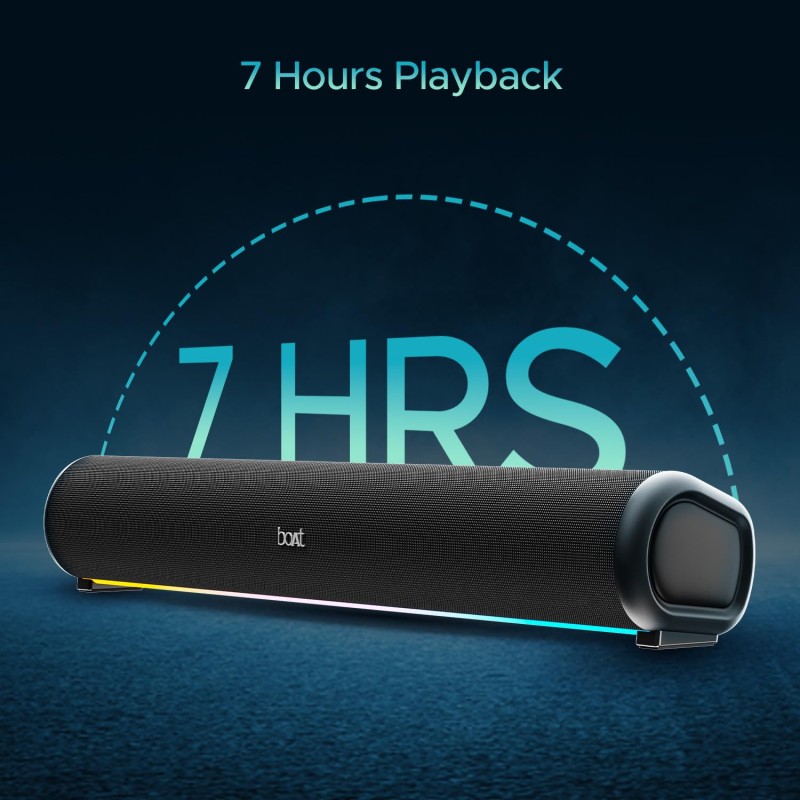 boAt Aavante Bar 950 Bluetooth Soundbar w/ 40W Signature Sound,RGB,Dual Passive Radiators, Up to 7 hrs Playback, Free Music Streaming on JioSaavn, Bluetooth Sound Bar, Soundbar Speaker (Premium Black)