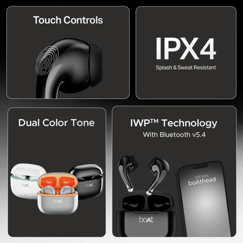 boAt Airdopes 101v2, 35H Battery, ENx Tech, 13mm Drivers, ASAP Charge, Flex-Fit Ear Tips,Stream Ad Free Music (Pitch Black)