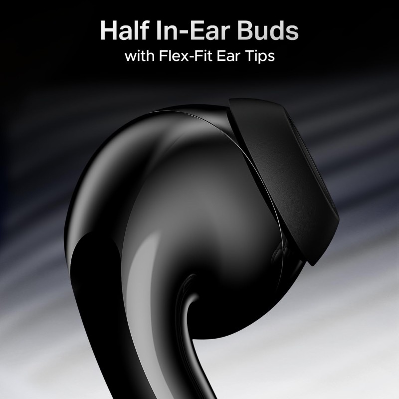 boAt Airdopes 101v2, 35H Battery, ENx Tech, 13mm Drivers, ASAP Charge, Flex-Fit Ear Tips,Stream Ad Free Music (Pitch Black)