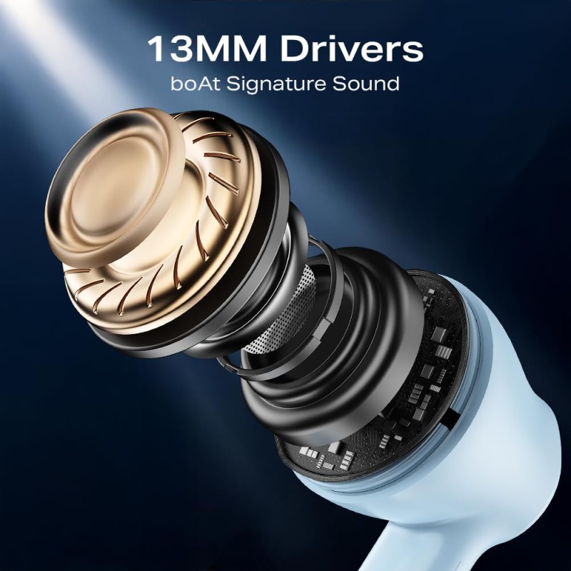 boAt Airdopes 131 Gen 2, 13mm Drivers, 70H Battery, ENx Tech, Beast Mode 45 ms Low Latency (Ice Blue)