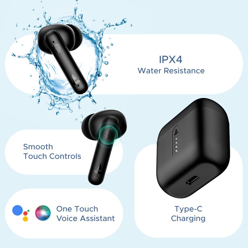boAt Airdopes 141/8, Low Latency, ENx Tech, 42HRS Battery, Fast Charge, Stream Ad Free Music via App Support, Bluetooth Earbuds