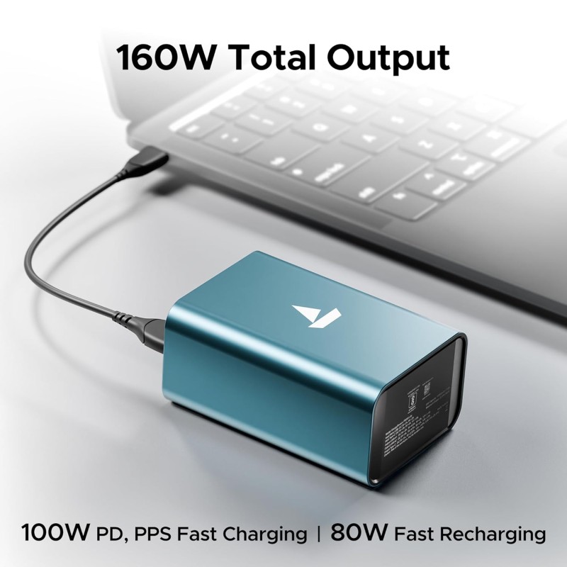 boAt EnergyShroom PB600 PowerPulse 27000mAh Power Bank| 160W Total Output, 2xUSB-C (2-Way Port) (Gunmetal)