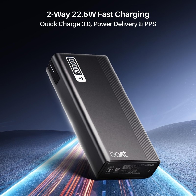 boAt Energyshroom Energyshroom PB401 20000 mAh 22.5W Fast Charging Power Bank (Carbon Black)