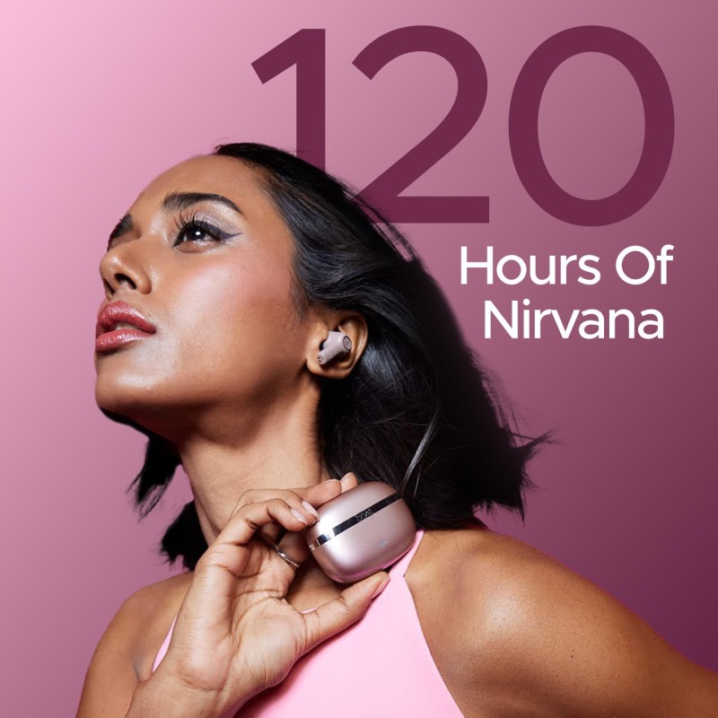 boAt Nirvana Ion ANC, Active Noise Cancellation(~32dB), 120Hrs Battery, App Support, Crystal Bionic Sound, 4Mics ENx, v5.3 Bluetooth Earbuds, TWS Ear Buds Wireless Earphones with mic (Rose Quartz)