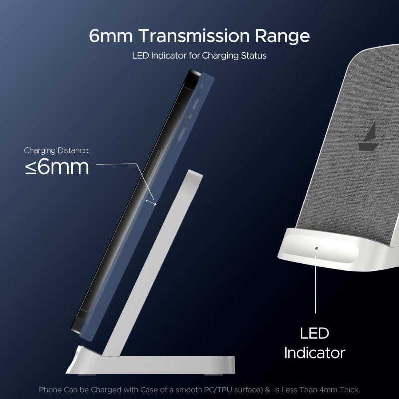 boAt Powerpod 200 Charger w/15W Wireless Charging, Power Bank, Premium Fiber Cloth Build, Dual Coils Micro USB Input, Anti-Slip Grip, 6mm Transmission Range, Smart IC Protection, LED Indicator(White)