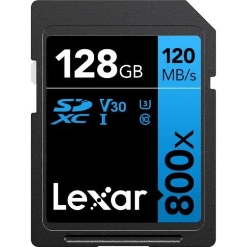 Lexar High-Performance 800x 128GB SDXC UHS-I Memory Card, C10, U3, V30, Full-HD & 4K Video, Up to 120MB/s (LSD0800128G-BNNNU)