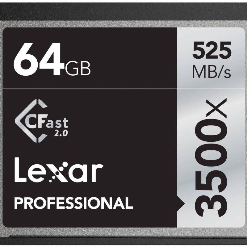 Lexar Professional 3500x 64GB CFast 2.0 Card, Up to 525MB/s Read, for Cinematographer, Filmmaker, Content Creator (LC64GCRBNA3500)
