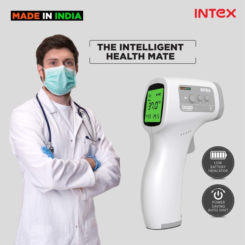Intex Digital Infrared Thermometer with LCD Display (white grey) Thermosafe