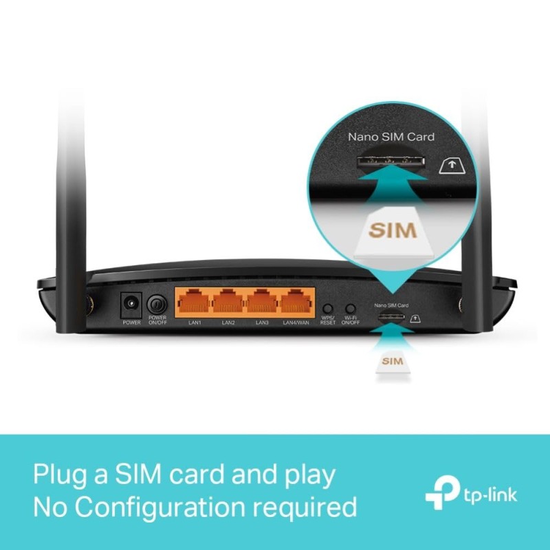 TP-Link Archer MR600 AC1200 Mbps 4G+ Cat6 Mobile Wi-Fi Router Dual Band Wireless WiFi, 4G/3G Network SIM Slot Unlocked, No Configuration Required
