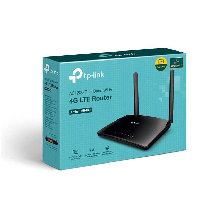 TP-Link Archer MR600 AC1200 Mbps 4G+ Cat6 Mobile Wi-Fi Router Dual Band Wireless WiFi, 4G/3G Network SIM Slot Unlocked, No Configuration Required