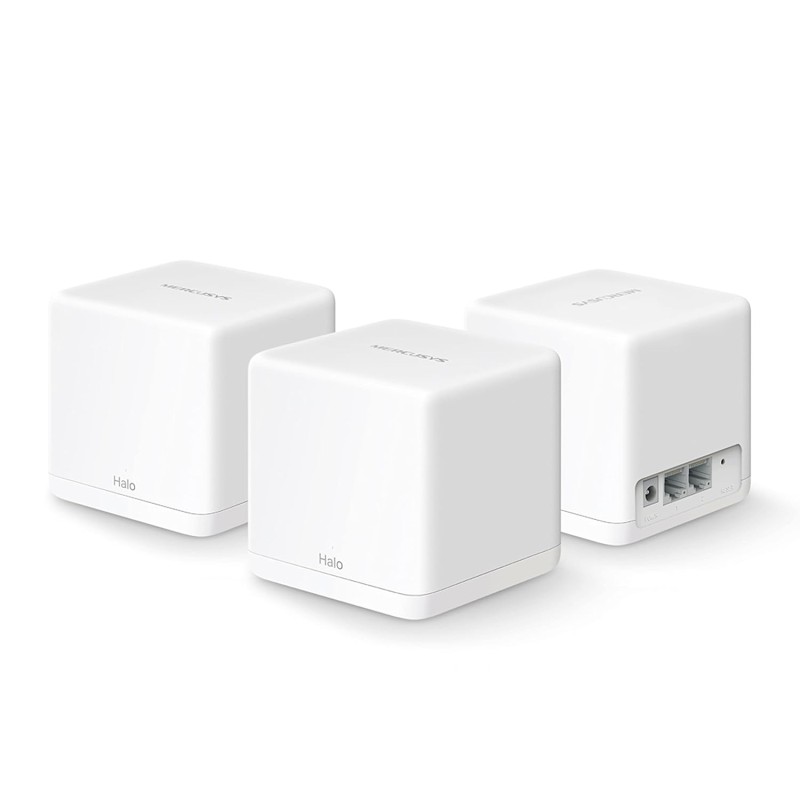 MERCUSYS Halo H30G(3-Pack) AC1300 Whole Home Mesh Wi-Fi System 1.3 Gbps Dual Band WiFi Gigabit Wireless Router 1300 Mbps Speed Coverage, White