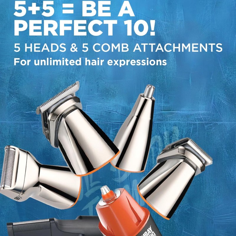Bombay Shaving Company 11-in-1 All-in-One Grooming Kit for Men | Cordless USB Fast-Charge Trimmer IPX6 Waterproof 90-Min Runtime Smart-Lock &