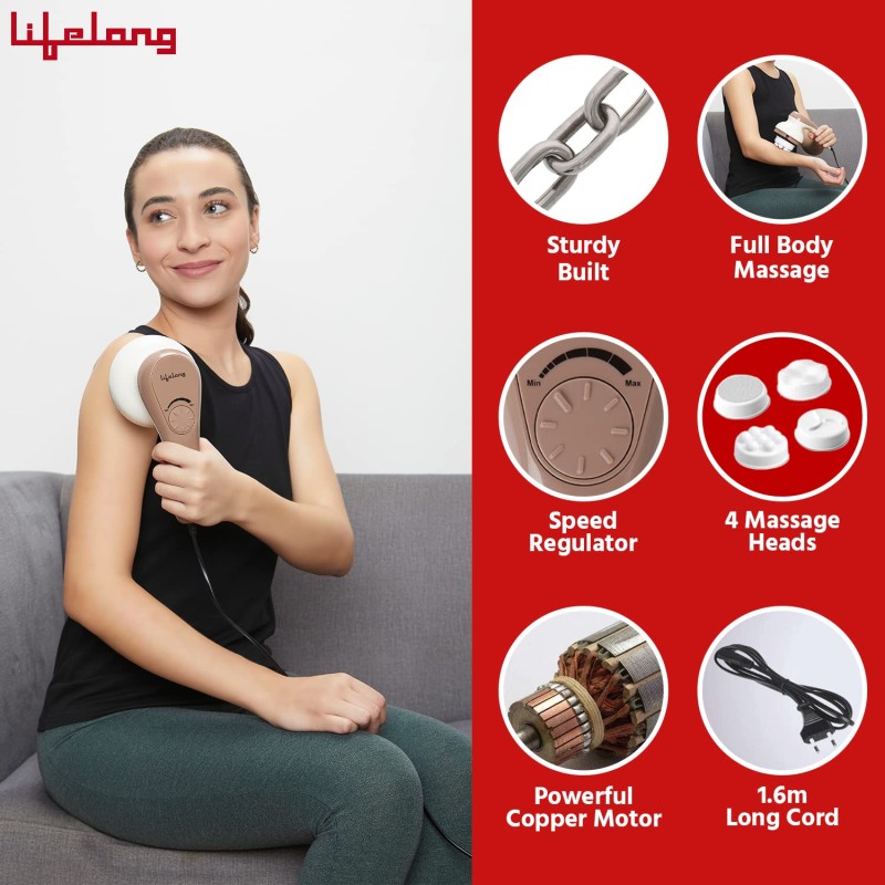 Lifelong Full Body Massager Machine for Pain Relief | Body & Back Pain Relief Product | Handheld Electric Manipol Mini Massager | 5-Speed Settings
