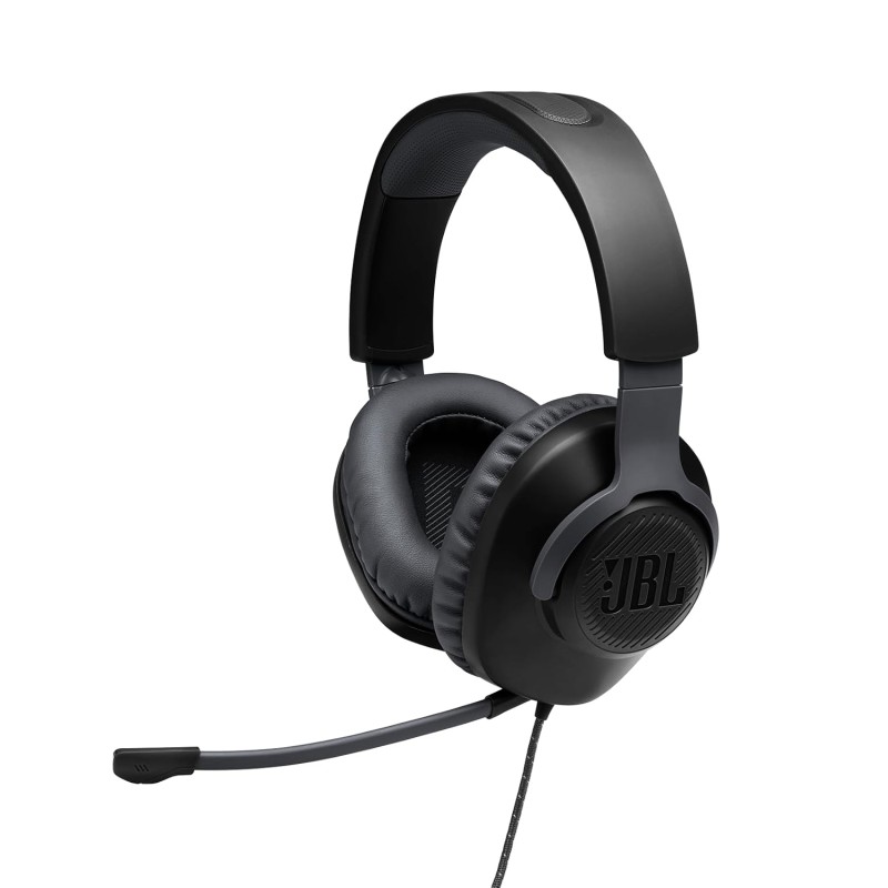 JBL Quantum 100 Wired Over Ear Gaming Headphones with Mic, 40mm Realistic Dynamic Drivers, Detachable Boom Mic, 1kHz Sensitivity, Memory Foam