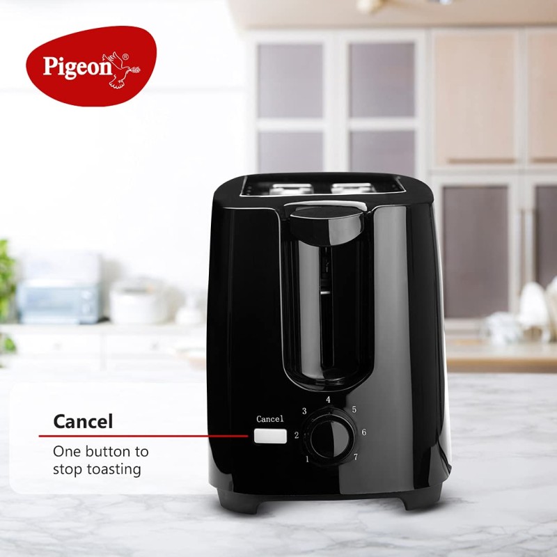 Pigeon 2 Slice Auto Pop up Toaster. A Smart Bread Toaster for Your Home (750 Watts) (Black) 12470