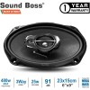 Sound Boss Performance Auditor New Gold Series SB-6979 6x9 3-Way 480W Co-Axial Car Speakers ‎SB 6979