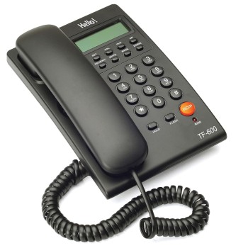 Hola Hello ! TF-600 CLI Caller ID Corded Landline Phone for intercom and EPABX Desk & Wall Mountable (Black) Made in India