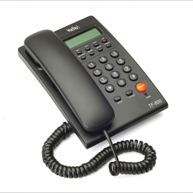 Hola Hello ! TF-600 CLI Caller ID Corded Landline Phone for intercom and EPABX Desk & Wall Mountable (Black) Made in India