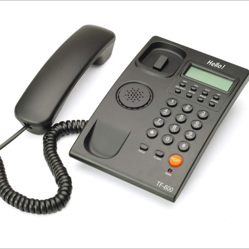 Hola Hello ! TF-600 CLI Caller ID Corded Landline Phone for intercom and EPABX Desk & Wall Mountable (Black) Made in India