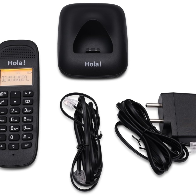 Hola Tc 700 Cordless 2.4Ghz Landline Phone with Caller Id Display Black Hola! TC 700