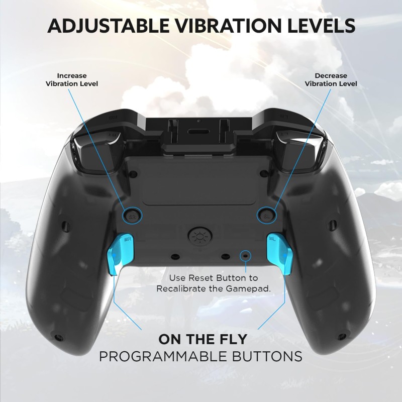 EvoFox Go Smartphone Bluetooth Gamepad for iPhones, iPads & Android | 2 Macro Back Buttons, Dual Vibration Motors, Turbo Mode, Analog Triggers, High